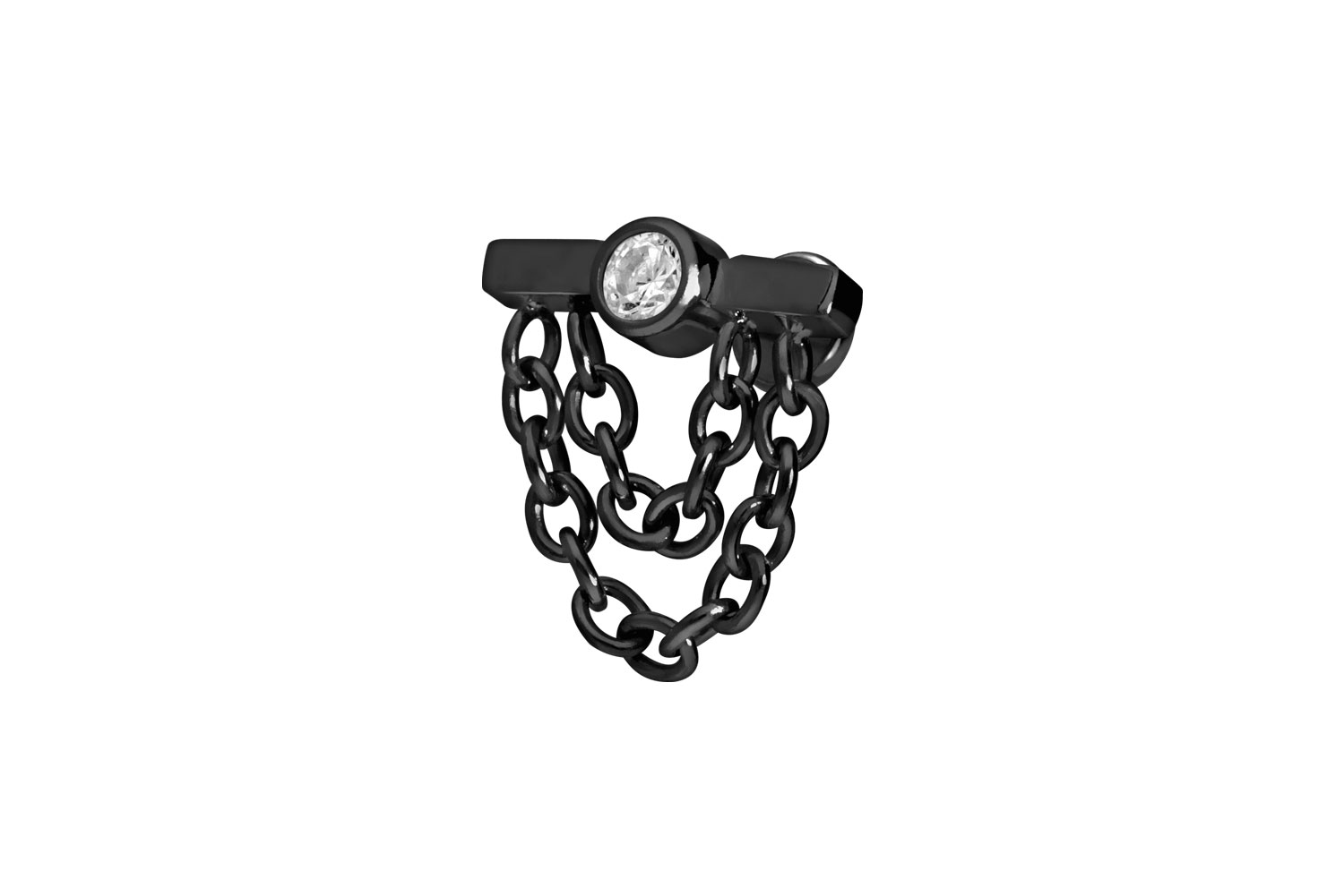 Titan Labret Piercing mit Push Fit BALKEN + KRISTALL + 2 KETTEN